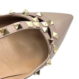 ヴァレンティノ VALENTINO ロックスタッズ フラットパンプス 40 ベージュ パテントレザー レディース パンプス