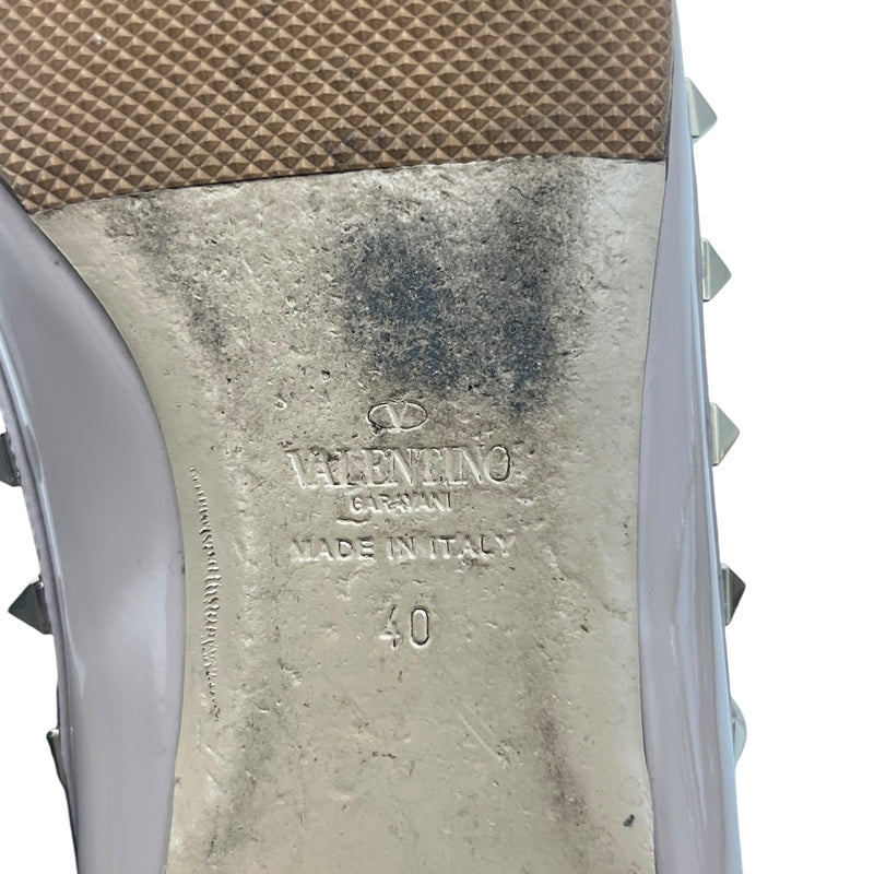 ヴァレンティノ VALENTINO ロックスタッズ フラットパンプス 40 ベージュ パテントレザー レディース パンプス