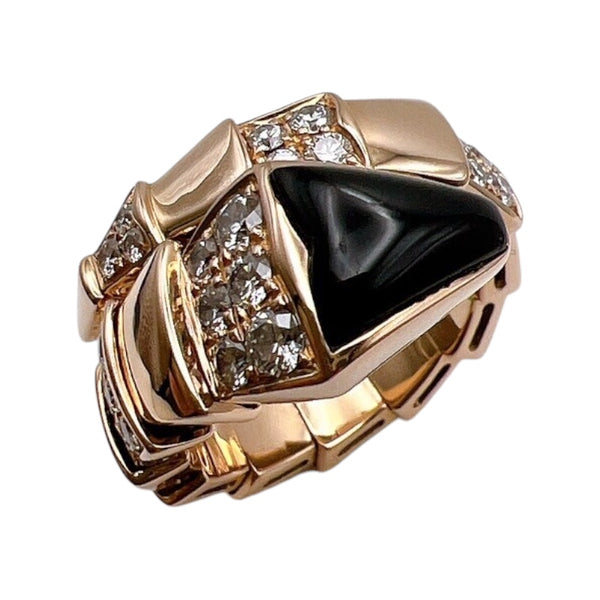 ブルガリ BVLGARI セルペンティリング 750PG/オニキス/ダイヤモンド ジュエリー