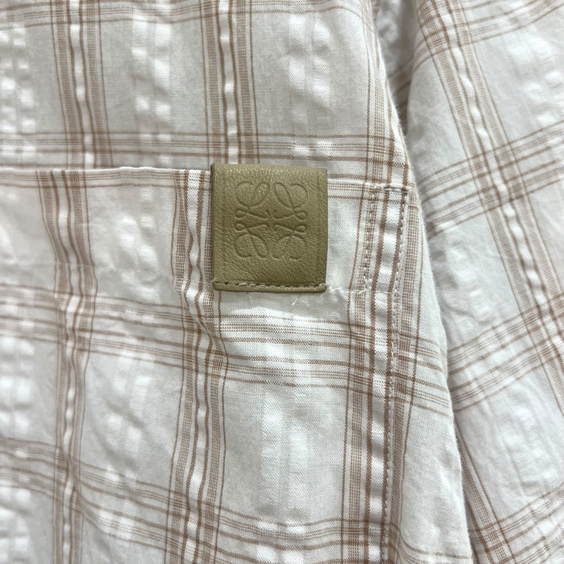 ロエベ LOEWE フリースバック チェックシャツ H526Y05W95 50 ベージュ コットン メンズ 長袖シャツ