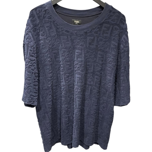 フェンディ FENDI FF総柄テリーコットンTシャツ FY0936 ネイビー コットン メンズ 半袖Ｔシャツ