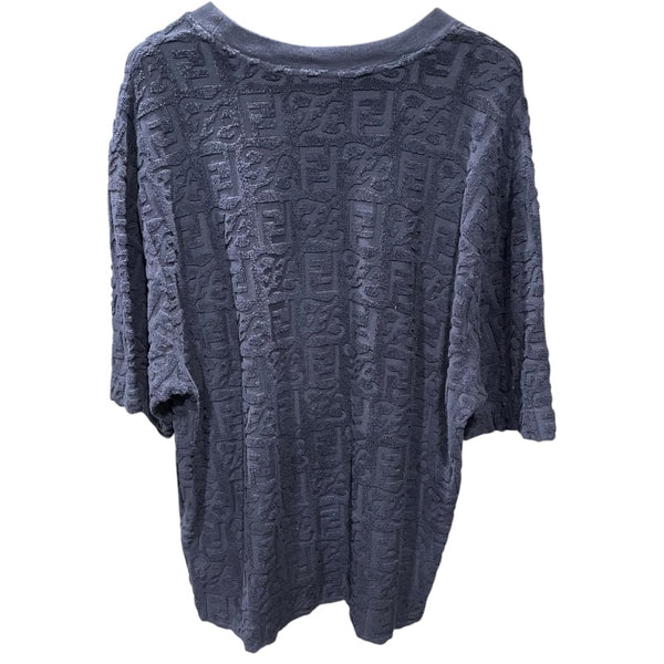 フェンディ FENDI FF総柄テリーコットンTシャツ FY0936 ネイビー コットン メンズ 半袖Ｔシャツ