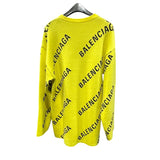 バレンシアガ BALENCIAGA ロゴ総柄 ルーズフィットニットセーター イエロー コットン メンズ セーター