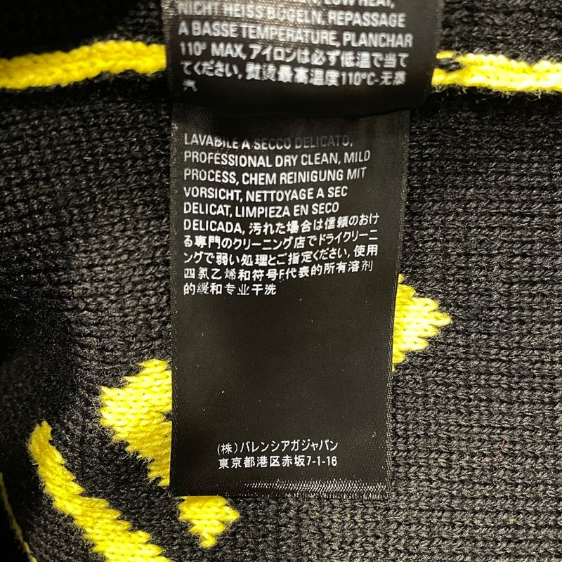 バレンシアガ BALENCIAGA ロゴ総柄 ルーズフィットニットセーター イエロー コットン メンズ セーター