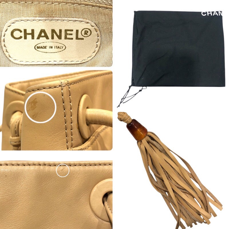 シャネル CHANEL フリンジタッセル付ロゴトート ラムスキン レディース ショルダーバッグ