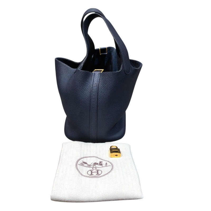 エルメス HERMES ピコタンロックPM 鍵欠品 D刻印(2019年製) ブルーアンクル ゴールド金具 トリヨン レディース ハンドバッグ