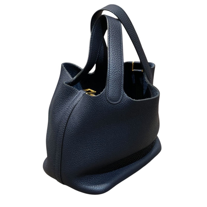 エルメス HERMES ピコタンロックPM 鍵欠品 D刻印(2019年製) ブルーアンクル ゴールド金具 トリヨン レディース ハンドバッグ