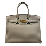 エルメス HERMES バーキン35 X刻 エトゥープ ゴールド金具 トゴ レディース ハンドバッグ