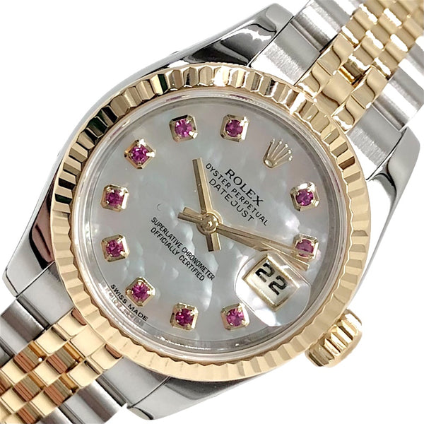 ロレックス ROLEX デイトジャスト26 ホワイトシェル ステンレススチール ステンレススチール×イエローゴールド レディース 腕時計