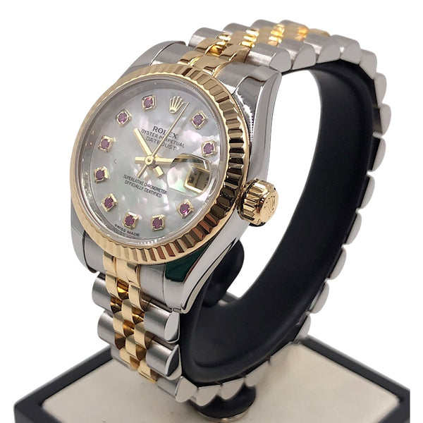 ロレックス ROLEX デイトジャスト26 ホワイトシェル ステンレススチール ステンレススチール×イエローゴールド レディース 腕時計