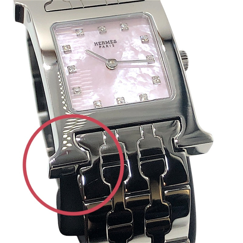 エルメス HERMES Hウォッチ HH1.210 シルバー×ピンク ステンレス