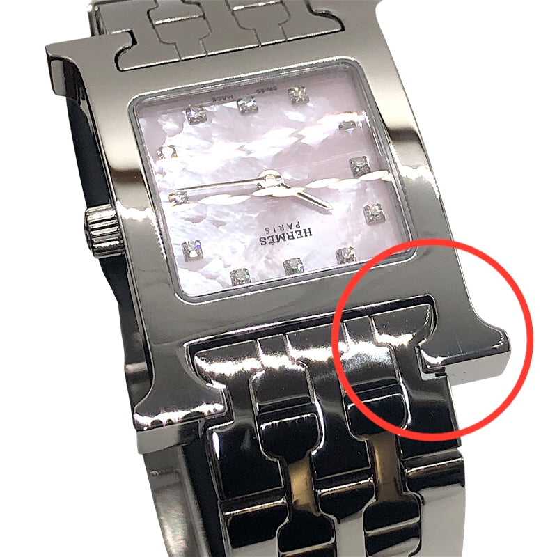 エルメス HERMES Hウォッチ HH1.210 シルバー×ピンク ステンレススチール クオーツ レディース 腕時計