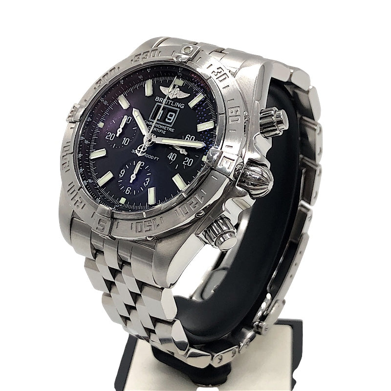 ブライトリング BREITLING クロノマット ブラックバード ビッグデイト A44359 ブラック×シルバー ステンレス メンズ 腕時計