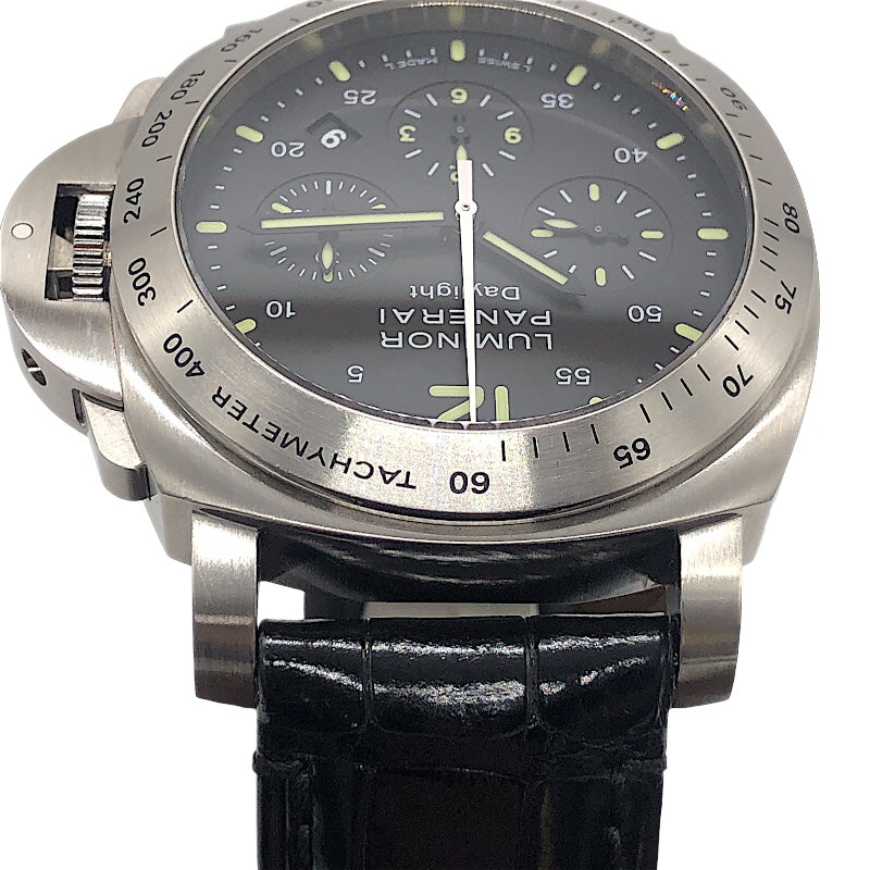 パネライ PANERAI ルミノール クロノグラフ デイライト PAM00250 ブラック SS/純正ベルト メンズ 腕時計