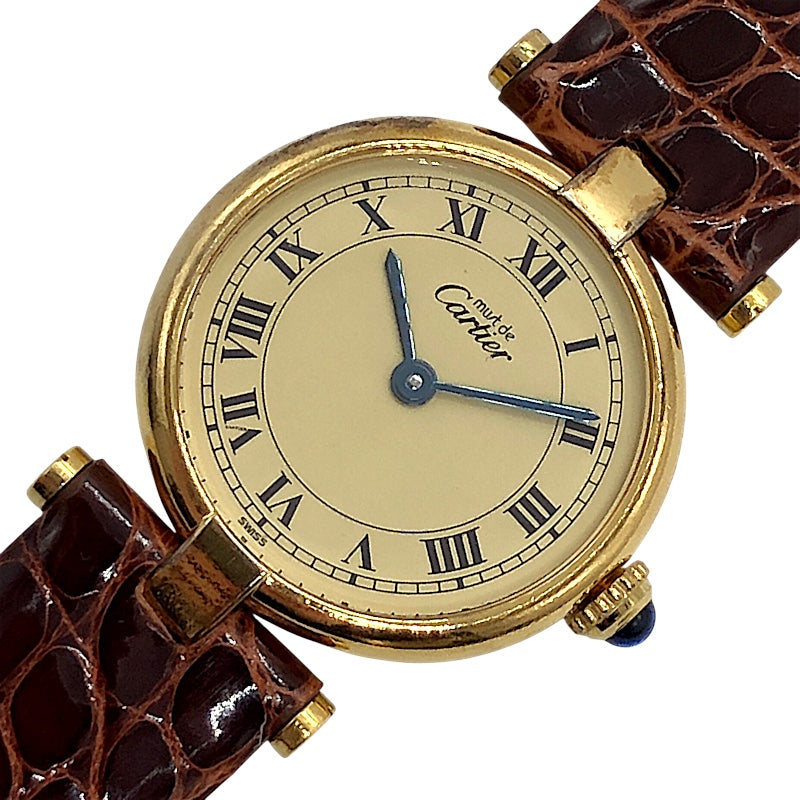 カルティエ Cartier マストヴァンドーム W1002253 アイボリー×ゴールド SV/GF レディース 腕時計