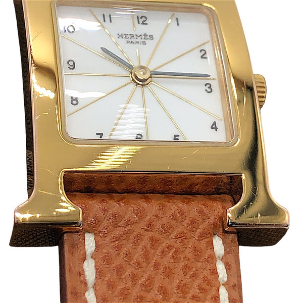 エルメス HERMES Hウォッチ HH1.201 ホワイト×ゴールド GP/SS レディース 腕時計