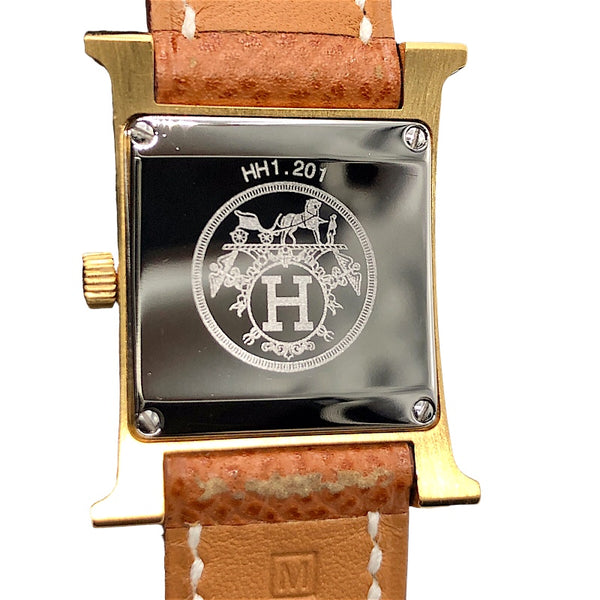 エルメス HERMES Hウォッチ HH1.201 ホワイト×ゴールド GP/SS レディース 腕時計