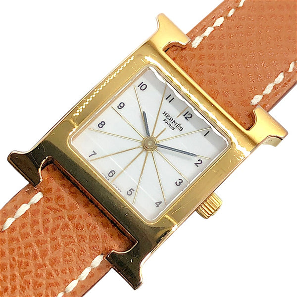 エルメス HERMES Hウォッチ HH1.201 ホワイト×ゴールド GP/SS レディース 腕時計