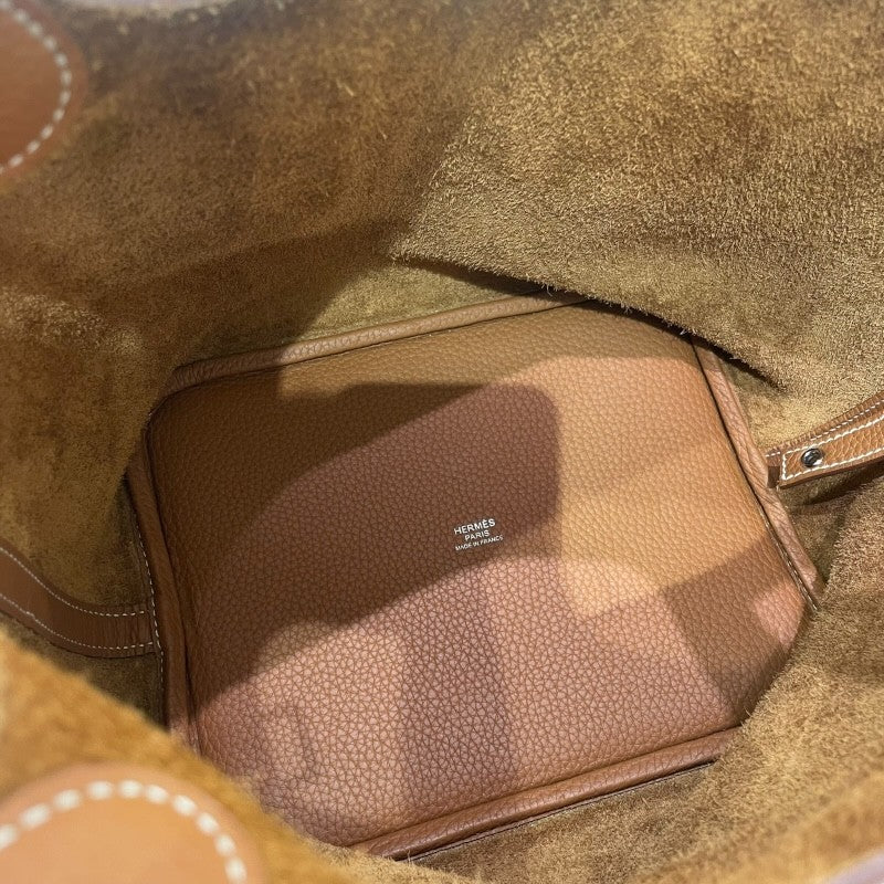 エルメス HERMES ピコタンロックMM Z刻印 ゴールド シルバー金具 トリヨンクレマンス レディース ハンドバッグ