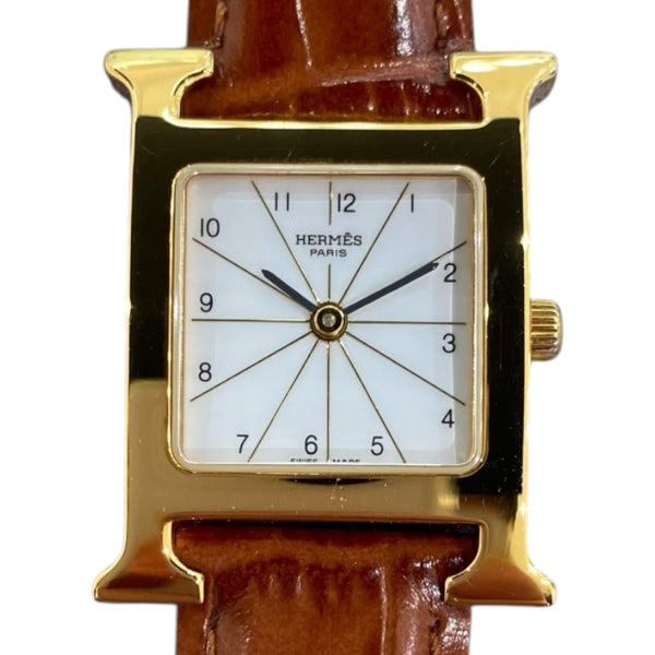 エルメス HERMES Hウォッチ HH1.201 ホワイト GP/SS レディース 腕時計