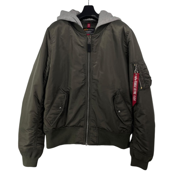 ALPHA INDUSTRIES　フード付フライトジャケット TA0130-276 グリーン ナイロン メンズ ブルゾン