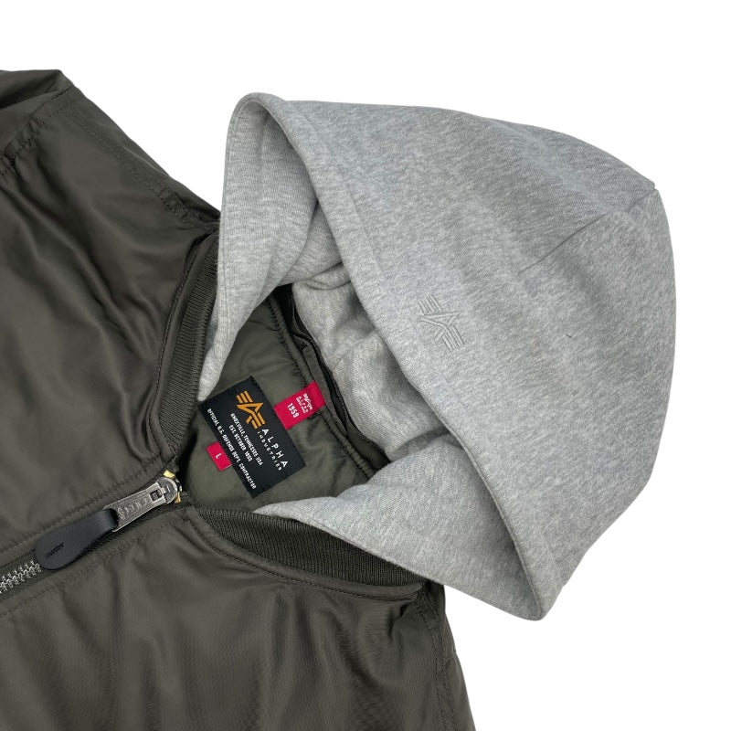 ALPHA INDUSTRIES　フード付フライトジャケット TA0130-276 グリーン ナイロン メンズ ブルゾン