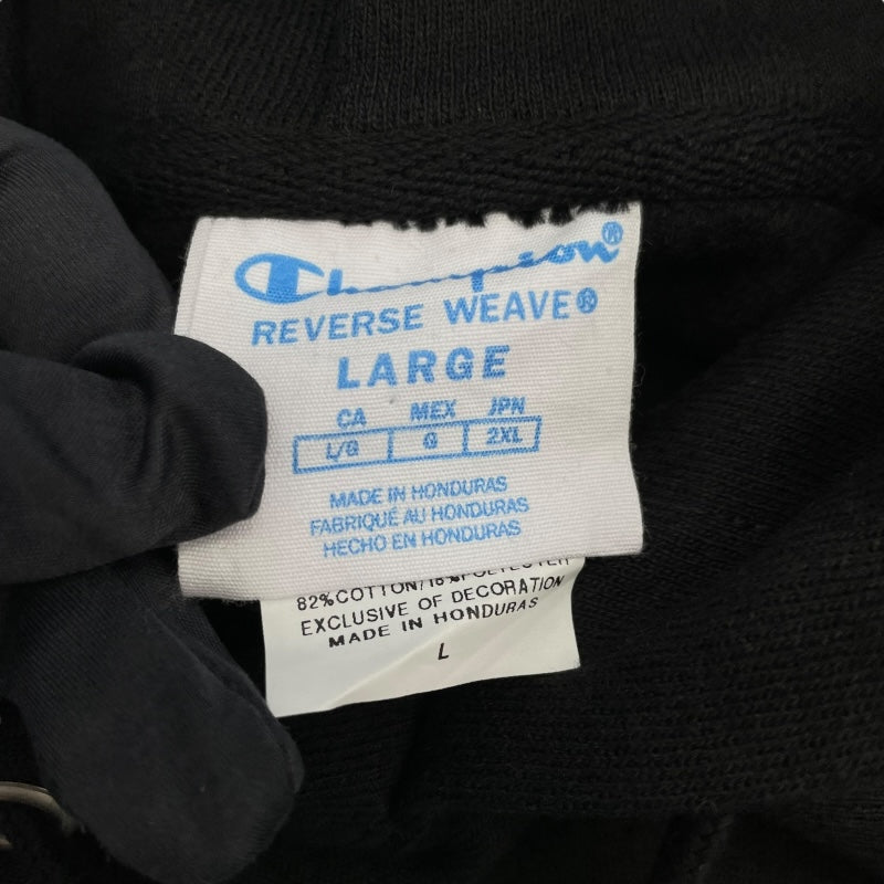 Champion　REVERSE　WEAVE　刺繡スウェットパーカー ブラック コットン メンズ パーカー