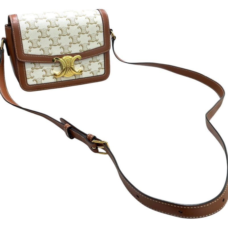セリーヌ CELINE ティーントリオンフ 188882 ホワイト トリオンフキャンバス・カーフ レディース ショルダーバッグ