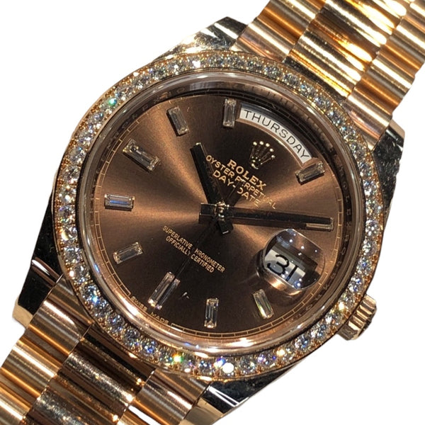 ロレックス ROLEX デイデイト40 チョコ 228345RBR チョコ K18PG 自動巻き ユニセックス 腕時計