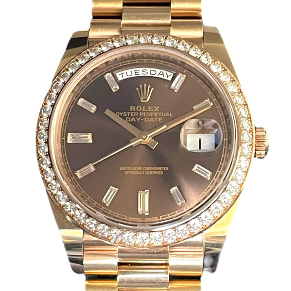 ロレックス ROLEX デイデイト40 チョコ 228345RBR チョコ K18PG 自動巻き ユニセックス 腕時計