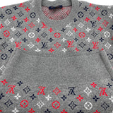 ルイ・ヴィトン LOUIS VUITTON モノグラム総柄ニットセーター FPKL83 グレー ウール レディース セーター