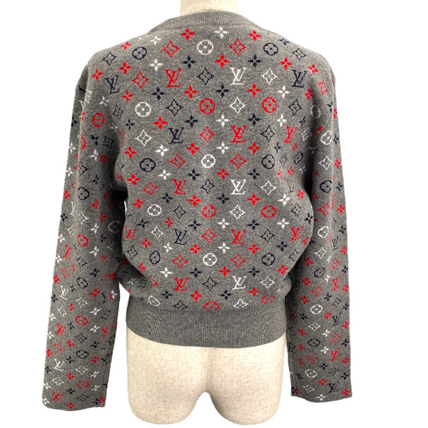 ルイ・ヴィトン LOUIS VUITTON モノグラム総柄ニットセーター FPKL83 グレー ウール レディース セーター