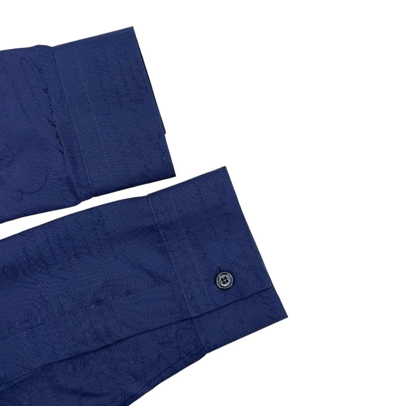 ベルルッティ Berluti カリグラフィー 総柄 シルクシャツ R17HTL52 SB BQ ネイビー シルク メンズ 長袖シャツ