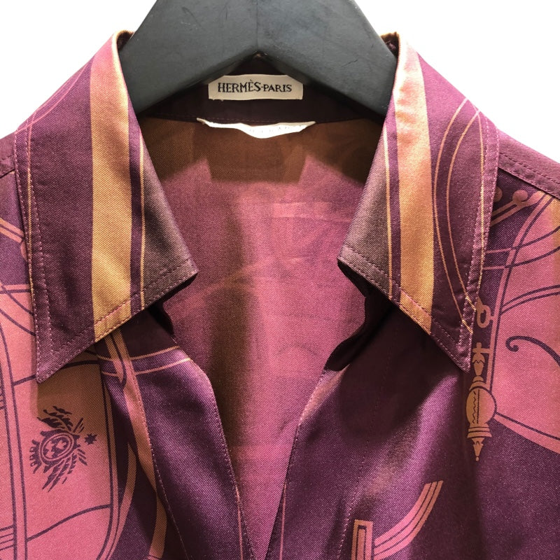 エルメス HERMES 総柄シルクシャツ プップ シルク レディース 長袖シャツ
