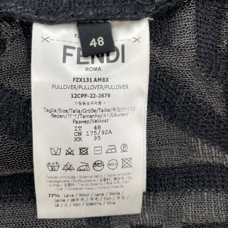 フェンディ FENDI ロゴ総柄ニットセーター FXZ131 ブラック ウール メンズ セーター