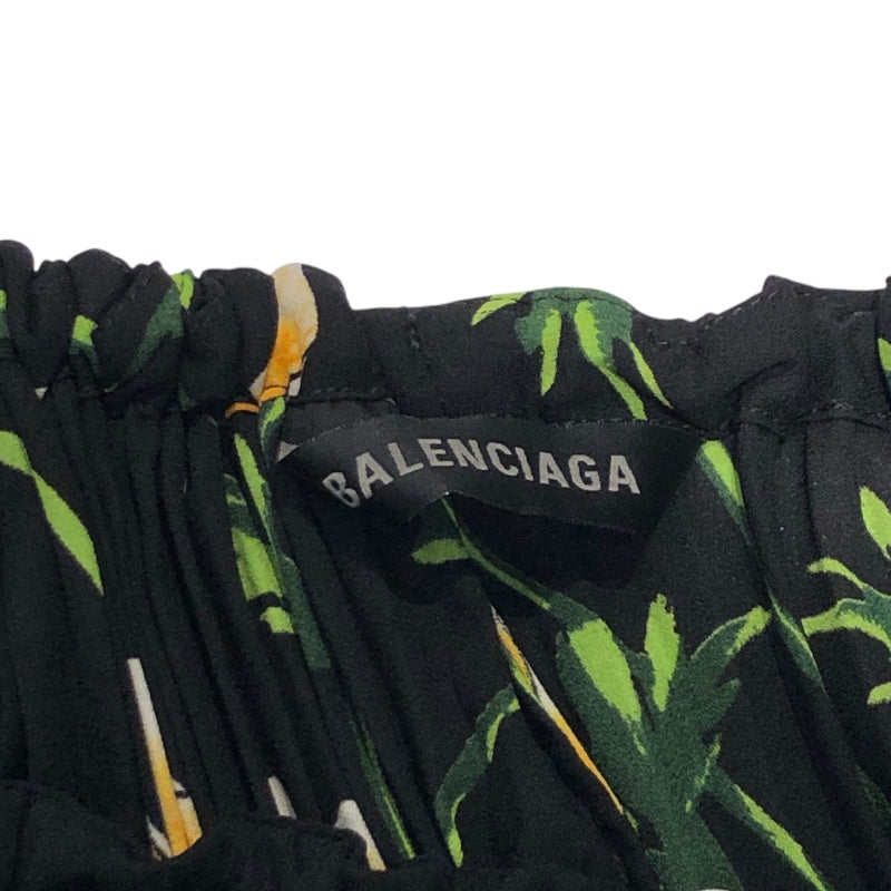 バレンシアガ BALENCIAGA フローラル総柄プリーツスカート 704365 ブラック ポリエステル レディース スカート