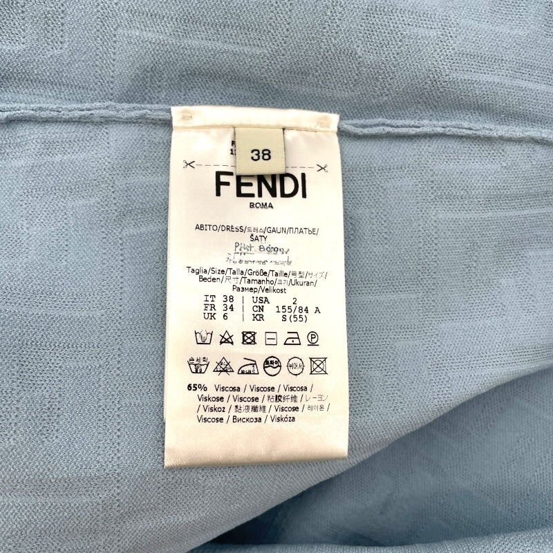 フェンディ FENDI FF総柄ニットワンピース FZDB85 ブルー レーヨン レディース ワンピース
