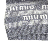 ミュウミュウ miu miu ロゴ総柄ショートスリーブ ニットワンピース MMA806 パープル ウール56% カシミヤ40% ナイロン3% エラステイン1% レディース ワンピース