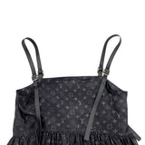 ルイ・ヴィトン LOUIS VUITTON レザーストラップモノグラムクラウドドレス FODS89 ブラック シルク レディース ワンピース