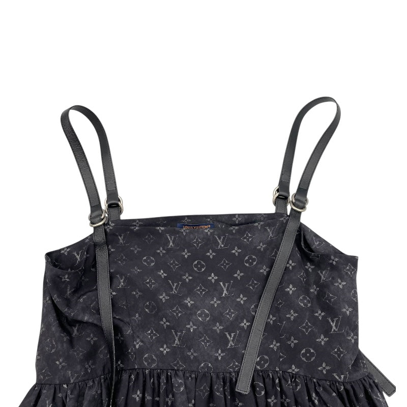 ルイ・ヴィトン LOUIS VUITTON レザーストラップモノグラムクラウドドレス FODS89 ブラック シルク レディース ワンピース