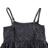 ルイ・ヴィトン LOUIS VUITTON レザーストラップモノグラムクラウドドレス FODS89 ブラック シルク レディース ワンピース