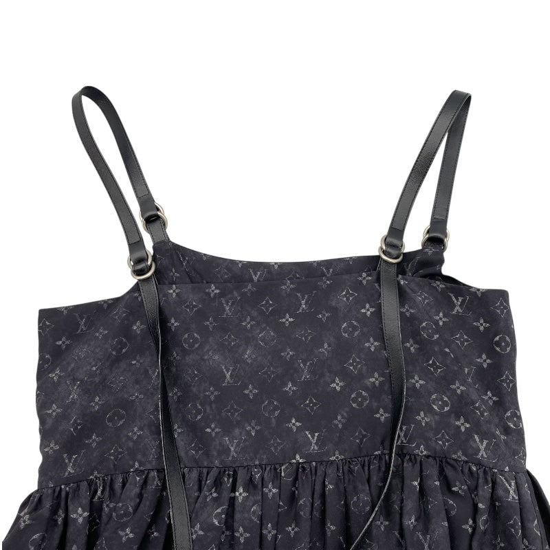 ルイ・ヴィトン LOUIS VUITTON レザーストラップモノグラムクラウドドレス FODS89 ブラック シルク レディース ワンピース