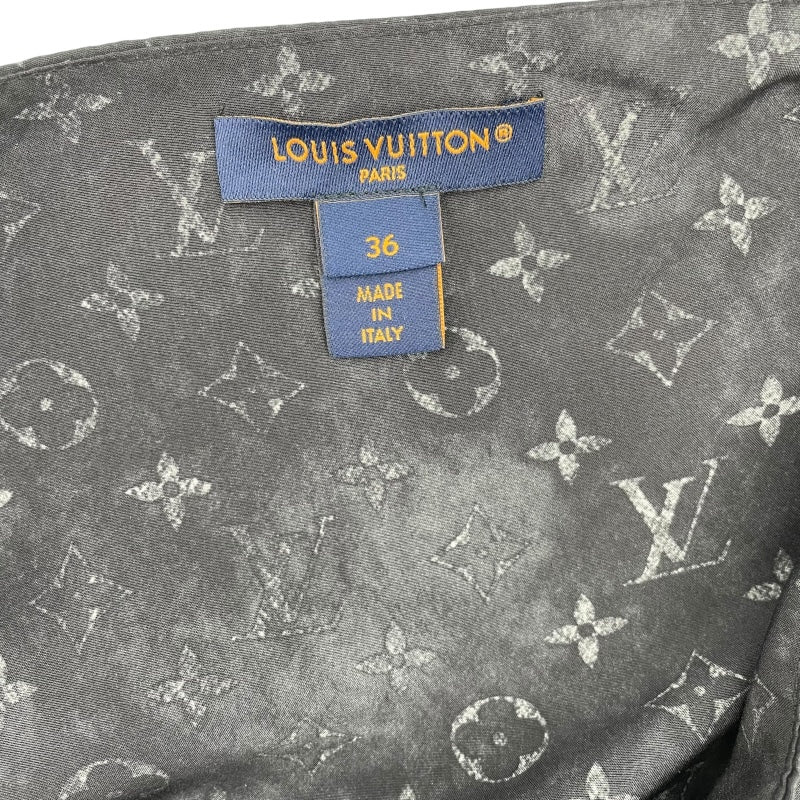 ルイ・ヴィトン LOUIS VUITTON レザーストラップモノグラムクラウドドレス FODS89 ブラック シルク レディース ワンピース