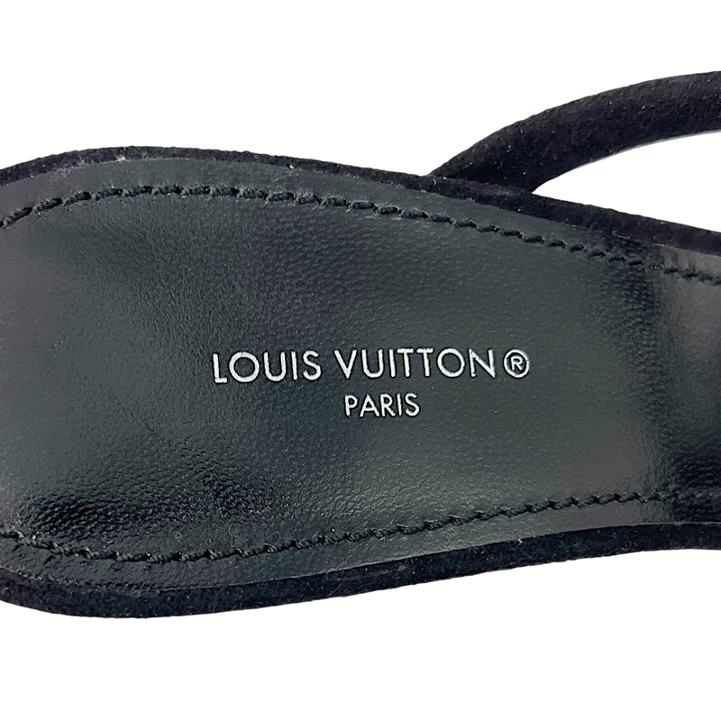 ルイ・ヴィトン LOUIS VUITTON ラインストーン装飾ストラップ ヒールサンダル 39 ブラック レザー/スウェード レディース サンダル