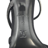 ルイ・ヴィトン LOUIS VUITTON ラインストーン装飾ストラップ ヒールサンダル 39 ブラック レザー/スウェード レディース サンダル