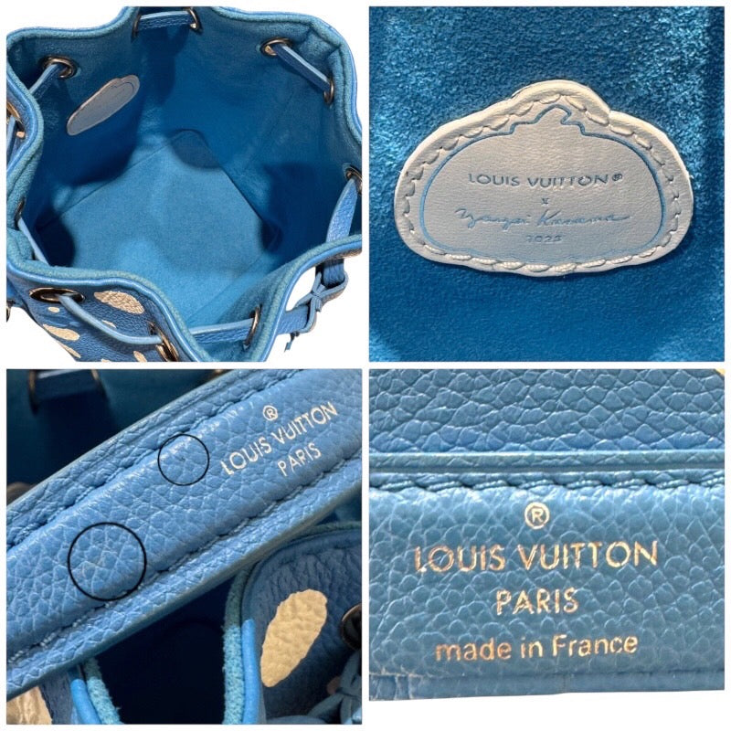 ルイ・ヴィトン LOUIS VUITTON ナノノエ　草間彌生コラボ M81985 ブルークレール　シルバー金具 モノグラムアンプラント レディース ショルダーバッグ