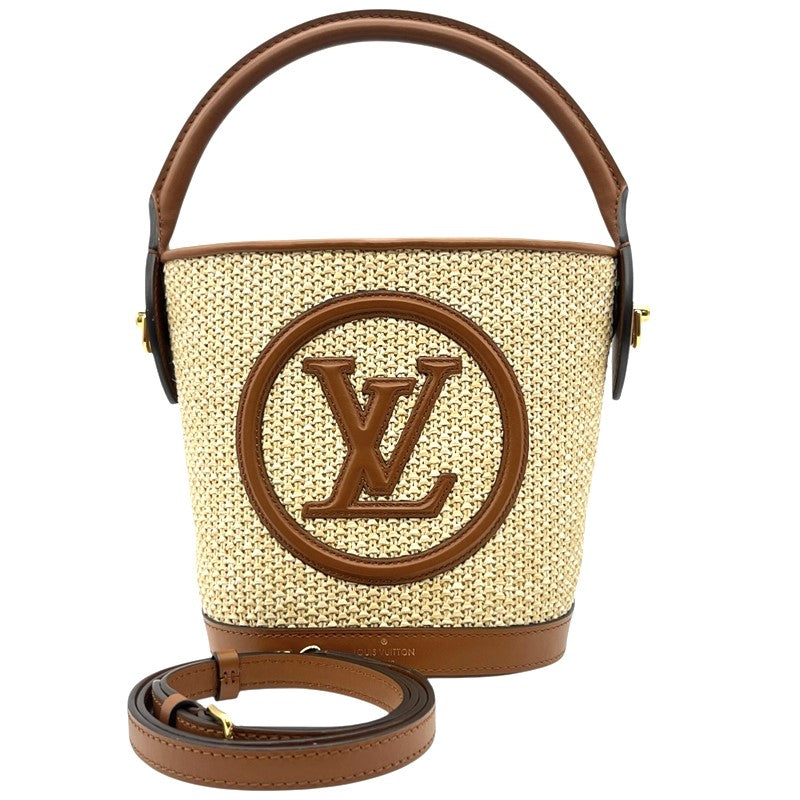 ルイ・ヴィトン LOUIS VUITTON プティ・バケット M59962 キャラメル レザー/ニットラフィア レディース ハンドバッグ