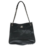 シャネル CHANEL チェーン ショルダー ブラック×シルバー金具 ラムレザー レディース ショルダーバッグ