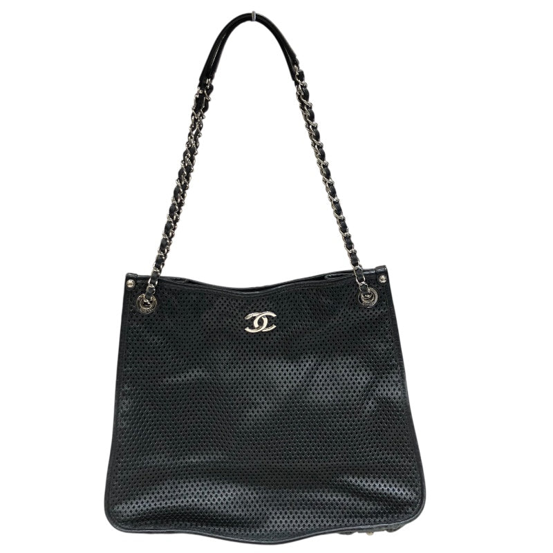 シャネル CHANEL チェーン ショルダー ブラック×シルバー金具 ラムレザー レディース ショルダーバッグ