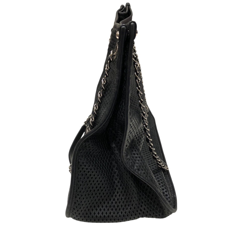 シャネル CHANEL チェーン ショルダー ブラック×シルバー金具 ラムレザー レディース ショルダーバッグ